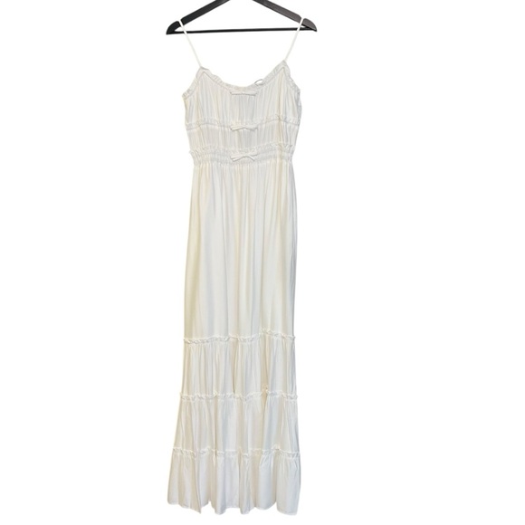 The Kooples Bow Front Khaki Maxi Dress Ivory FR 2 US 6 NWT Boho Western Feminine - Picture 1 of 7